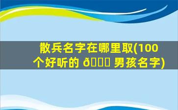 散兵名字在哪里取(100个好听的 🐕 男孩名字)